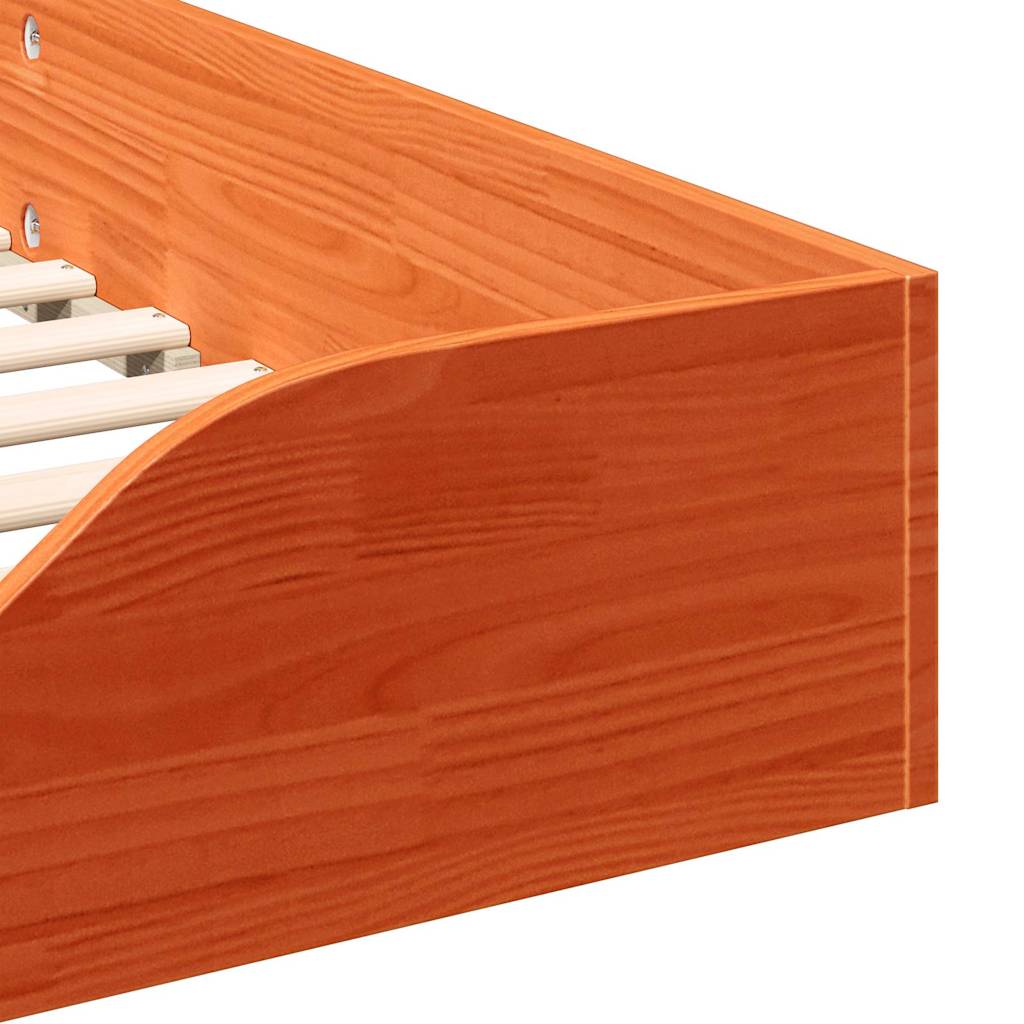 Bed Frame Wax Brown 90 x 210 cm Solid Pine Wood