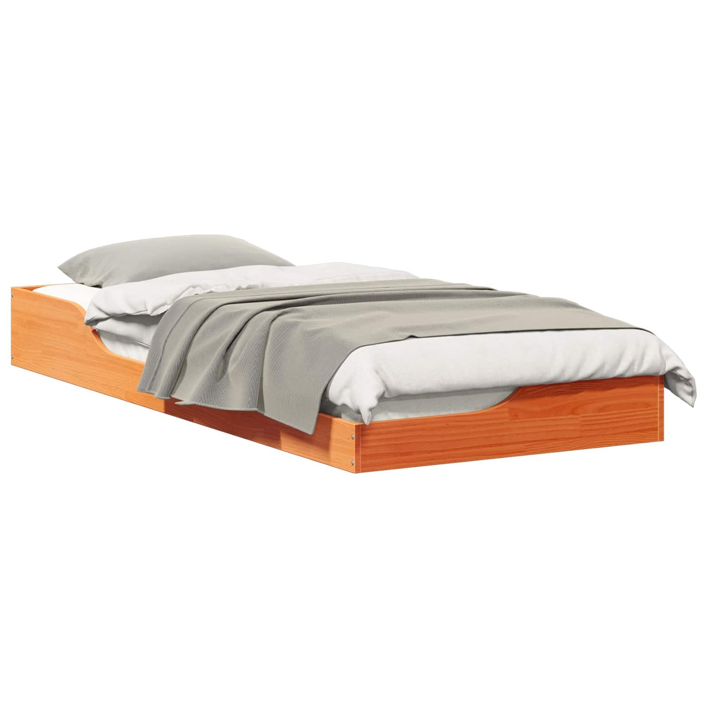 Bed Frame Wax Brown 90 x 210 cm Solid Pine Wood
