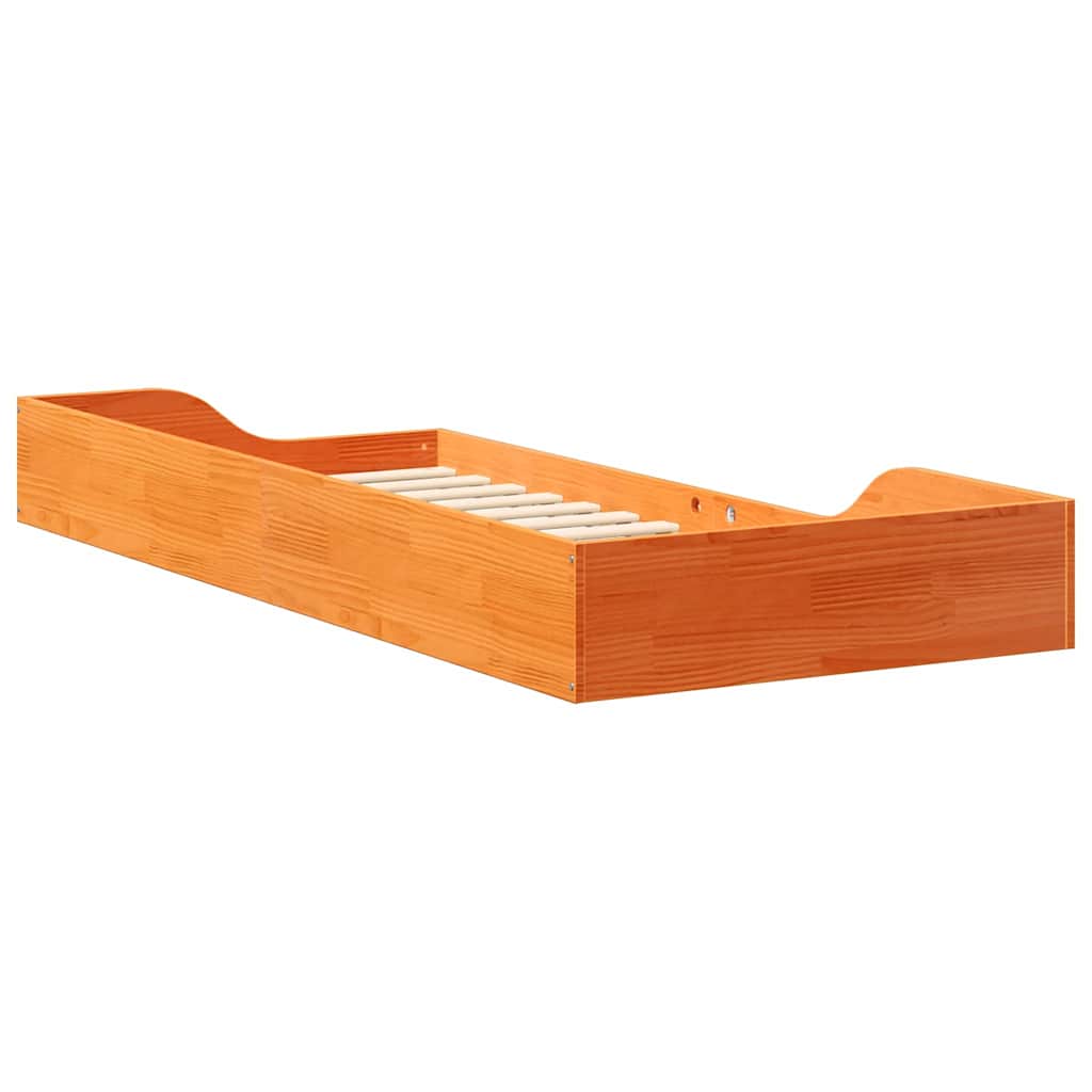 Bed Frame Wax Brown 90 x 210 cm Solid Pine Wood