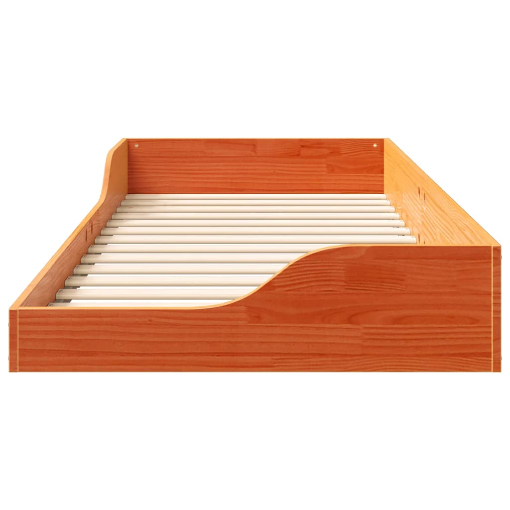 Bed Frame Wax Brown 90 x 210 cm Solid Pine Wood