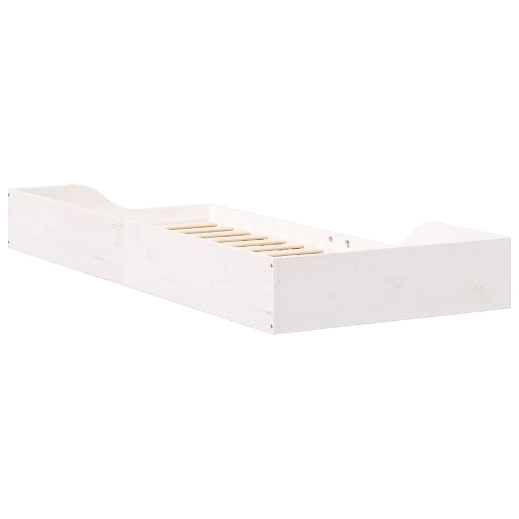 Bed Frame White 100 x 210 cm Solid Pine Wood
