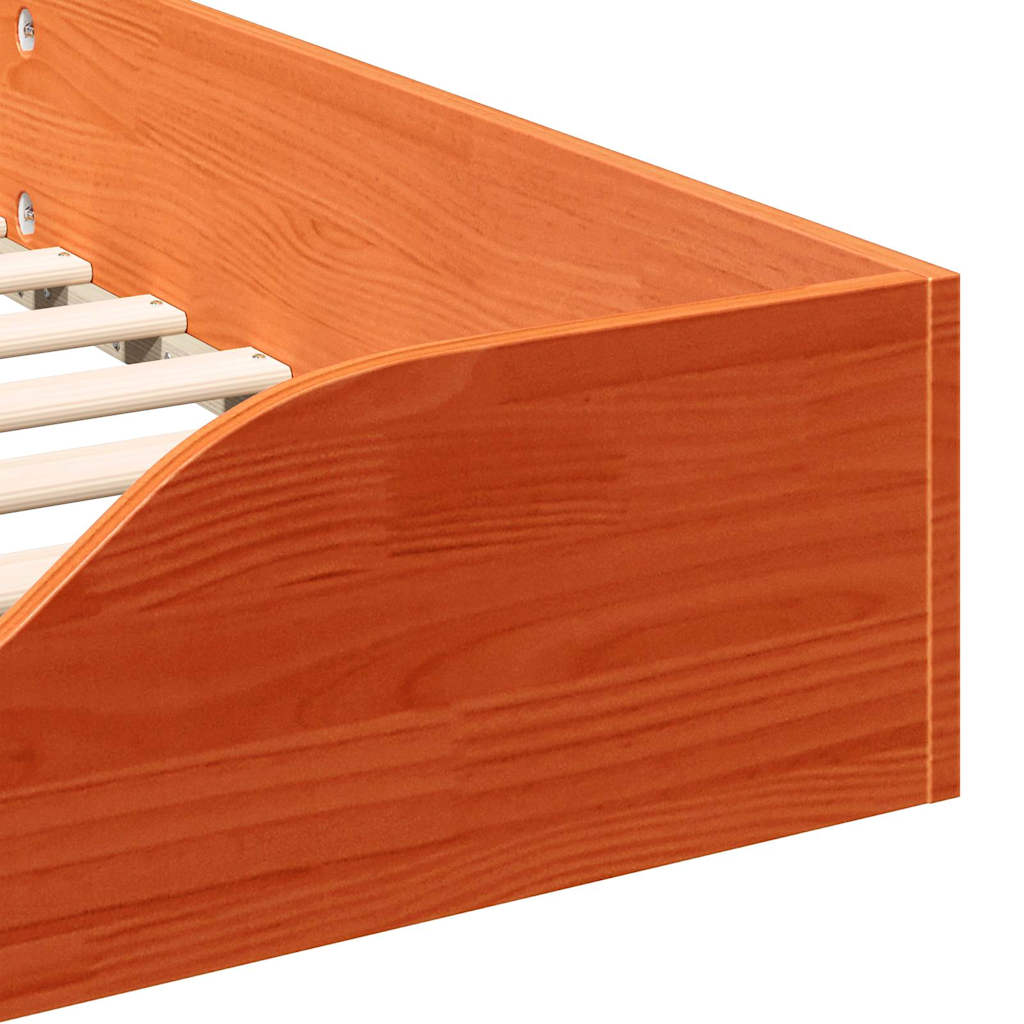 Bed Frame Wax Brown 80 x 220 cm Solid Pine Wood