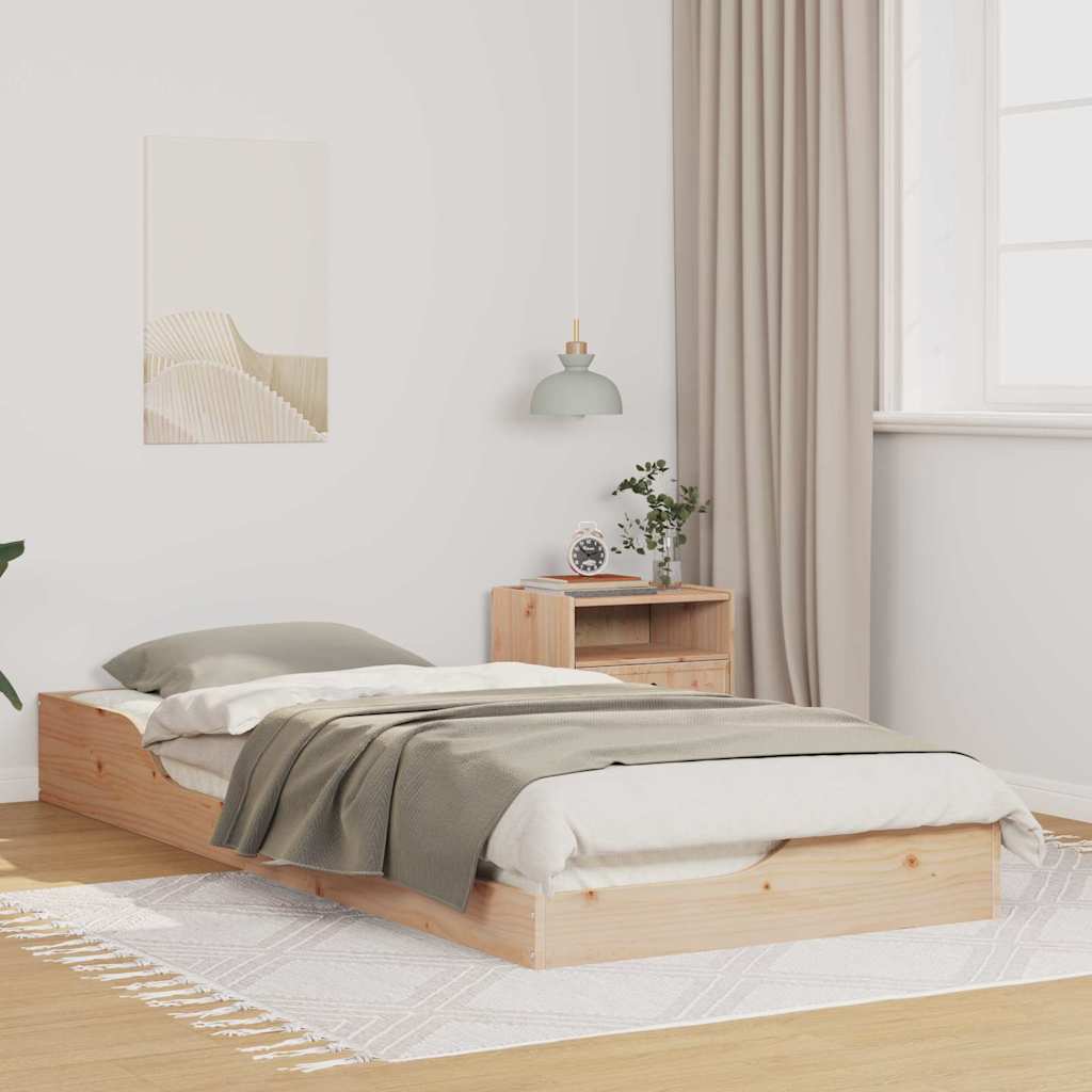 Bed Frame Brown 100 x 220 cm Solid Pine Wood