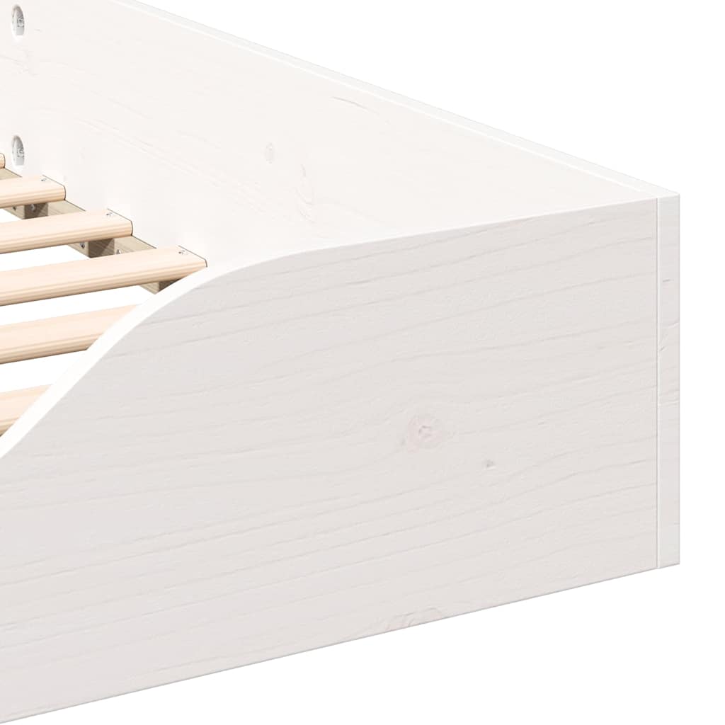 Bed Frame White 100 x 220 cm Solid Pine Wood