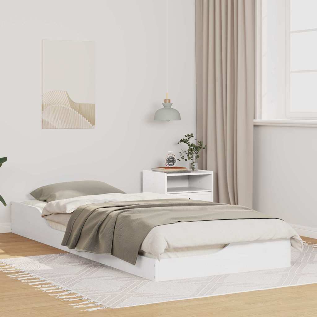 Bed Frame White 100 x 220 cm Solid Pine Wood