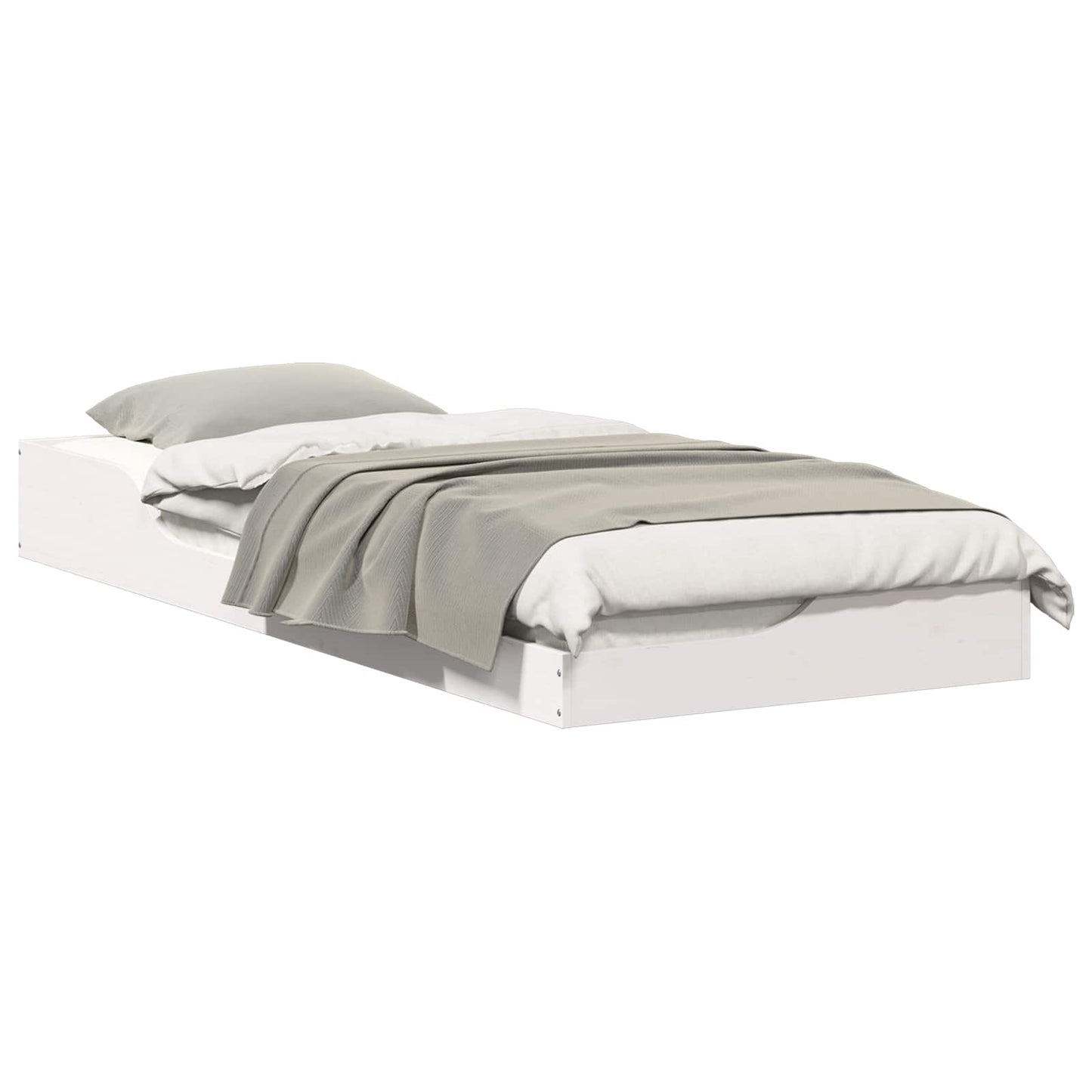 Bed Frame White 100 x 220 cm Solid Pine Wood