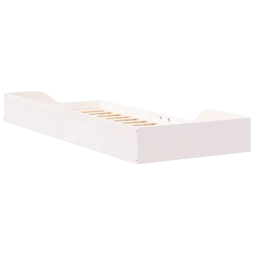 Bed Frame White 100 x 220 cm Solid Pine Wood