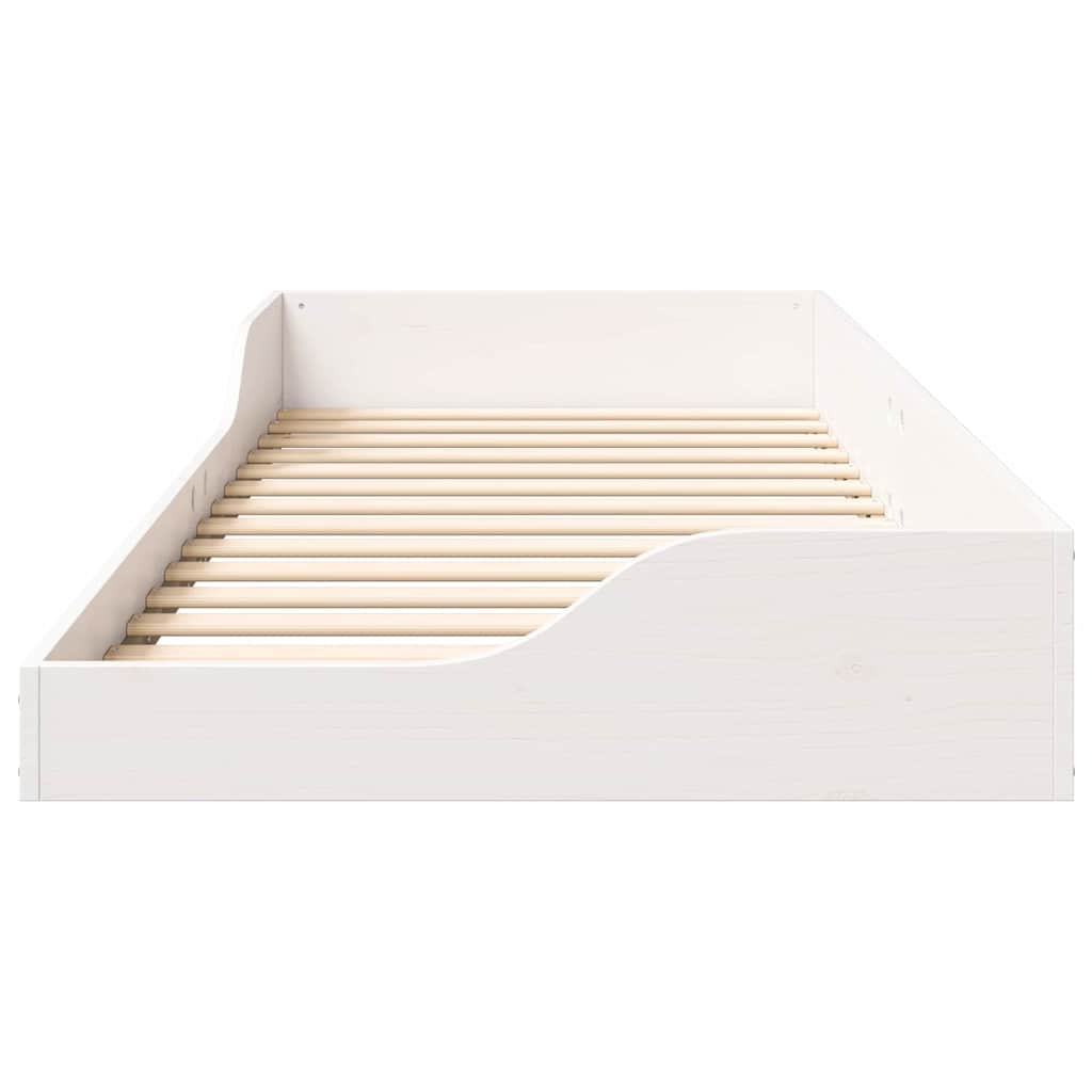 Bed Frame White 100 x 220 cm Solid Pine Wood