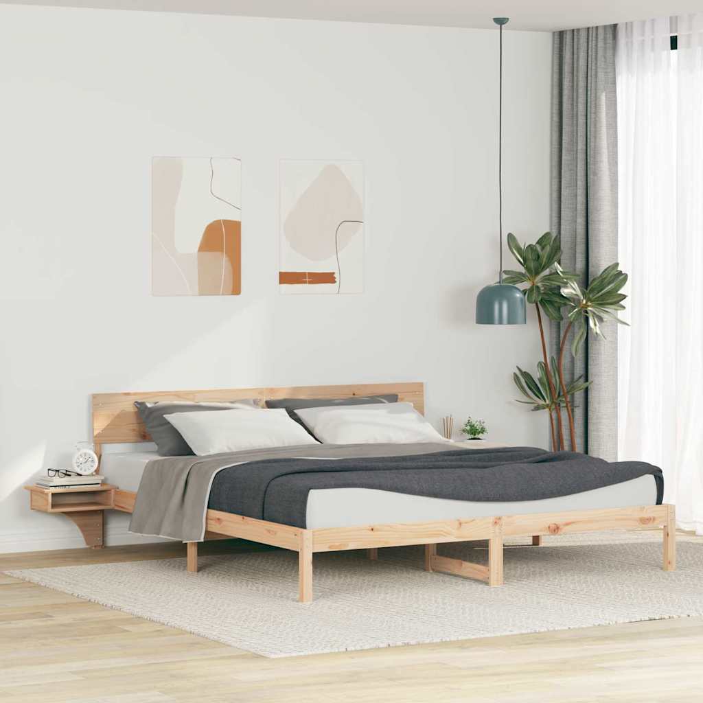 Bed Frame with Headboard Brown 180 x 200 cm Solid Pine Wood
