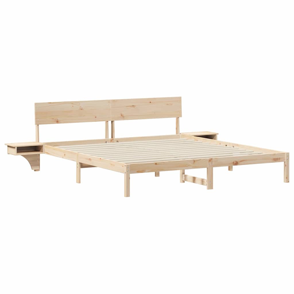 Bed Frame with Headboard Brown 180 x 200 cm Solid Pine Wood