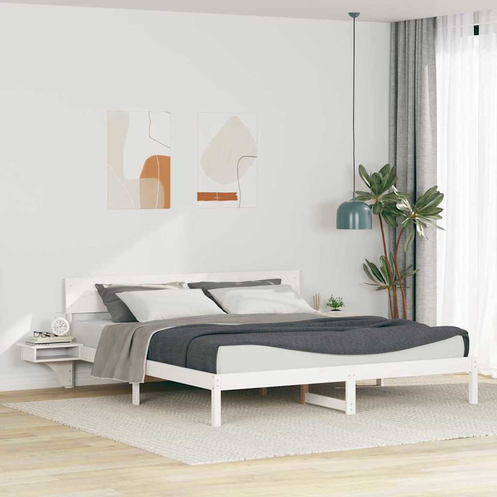 Bed Frame with Headboard White 180 x 200 cm Solid Pine Wood