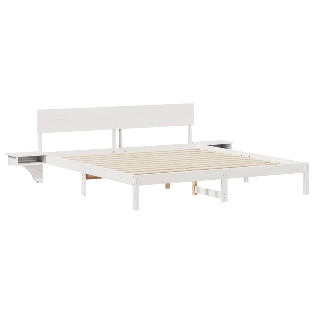 Bed Frame with Headboard White 180 x 200 cm Solid Pine Wood