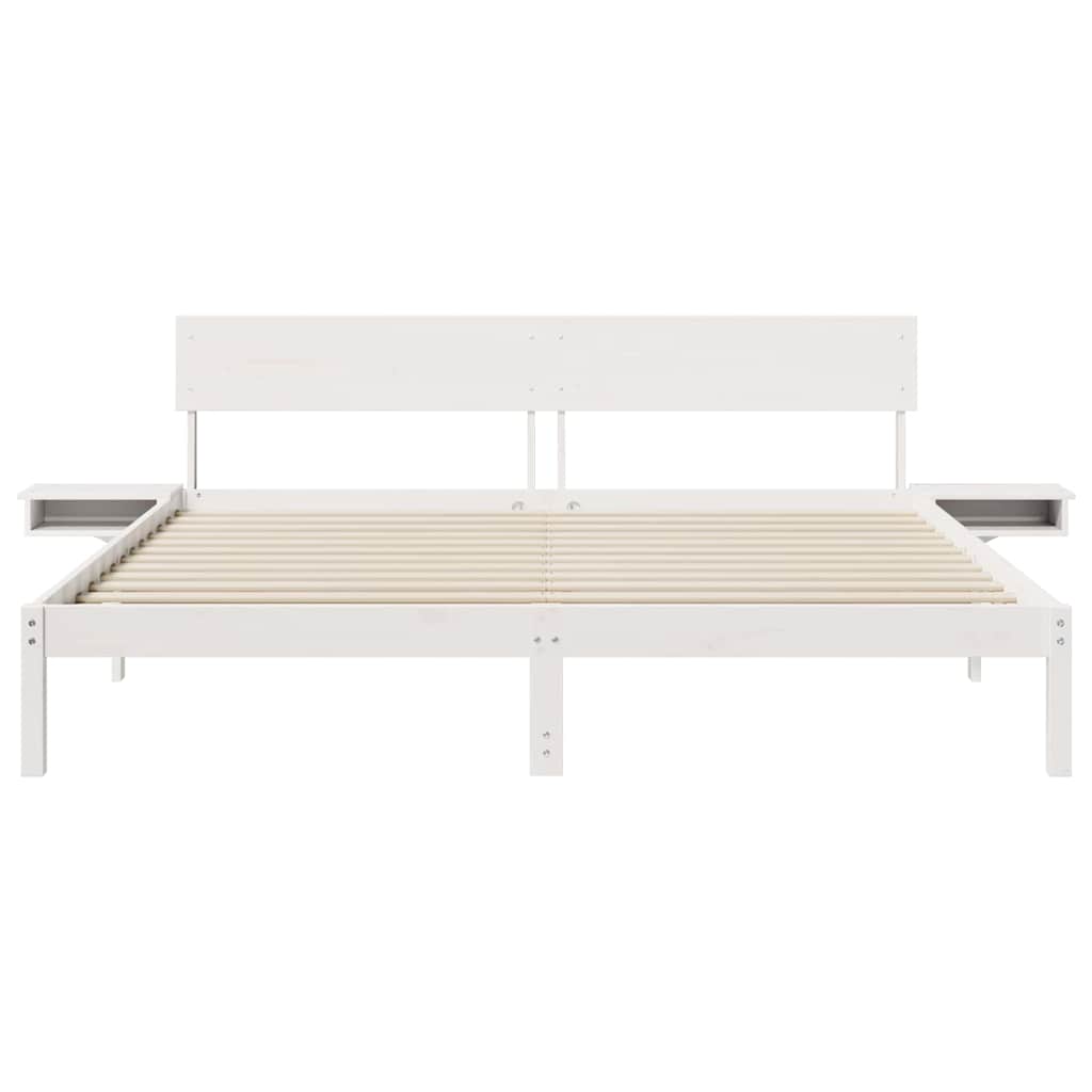 Bed Frame with Headboard White 180 x 200 cm Solid Pine Wood