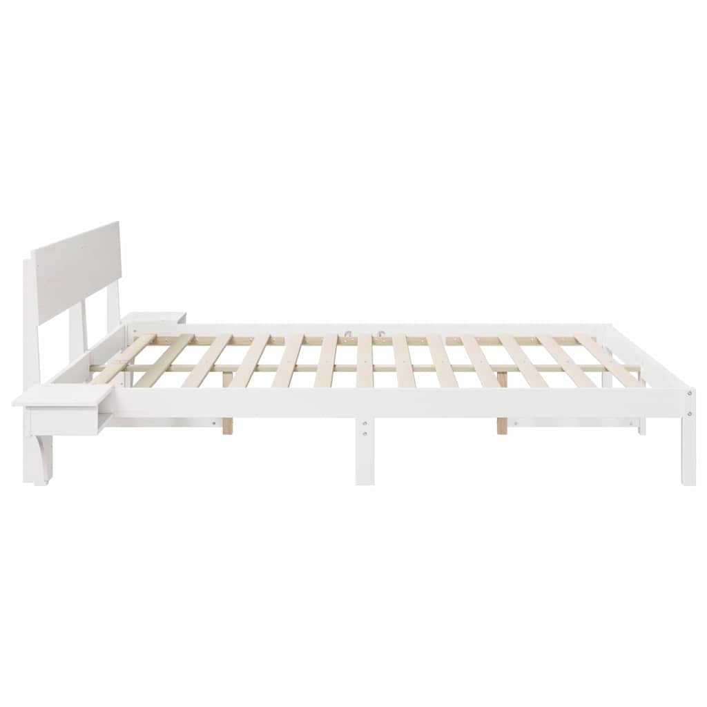 Bed Frame with Headboard White 180 x 200 cm Solid Pine Wood
