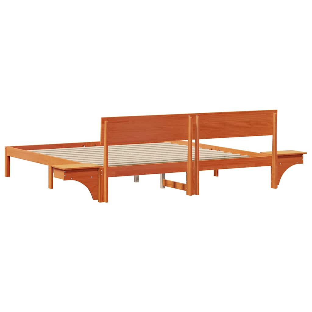 Bed Frame with Headboard Wax Brown 180 x 200 cm Solid Pine Wood