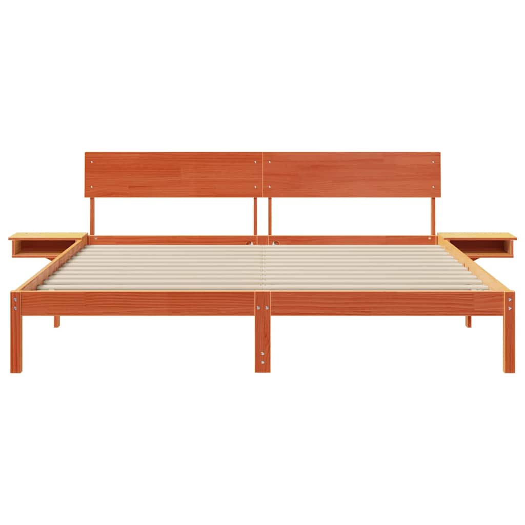 Bed Frame with Headboard Wax Brown 180 x 200 cm Solid Pine Wood
