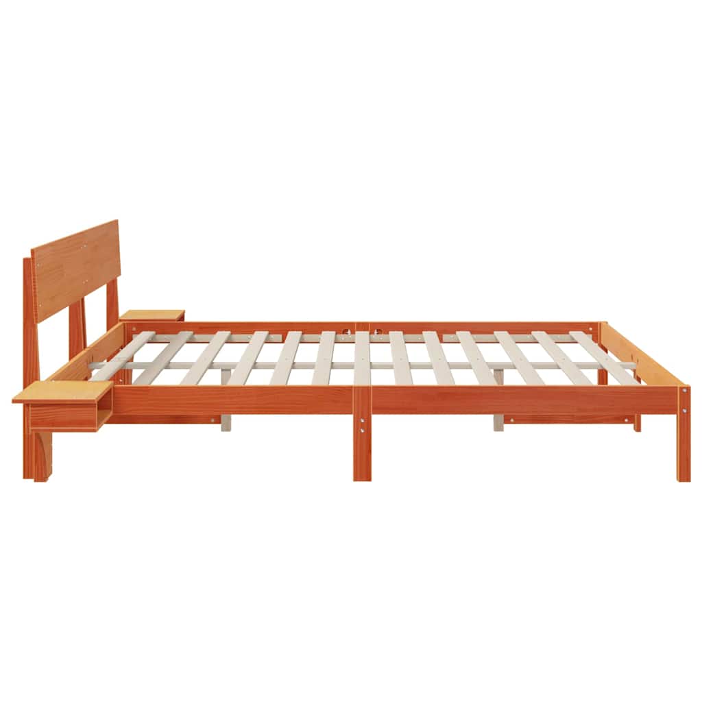 Bed Frame with Headboard Wax Brown 180 x 200 cm Solid Pine Wood
