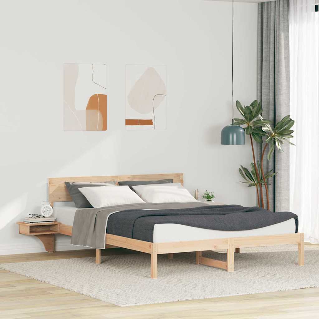 Bed Frame with Headboard Brown 160 x 200 cm Solid Pine Wood
