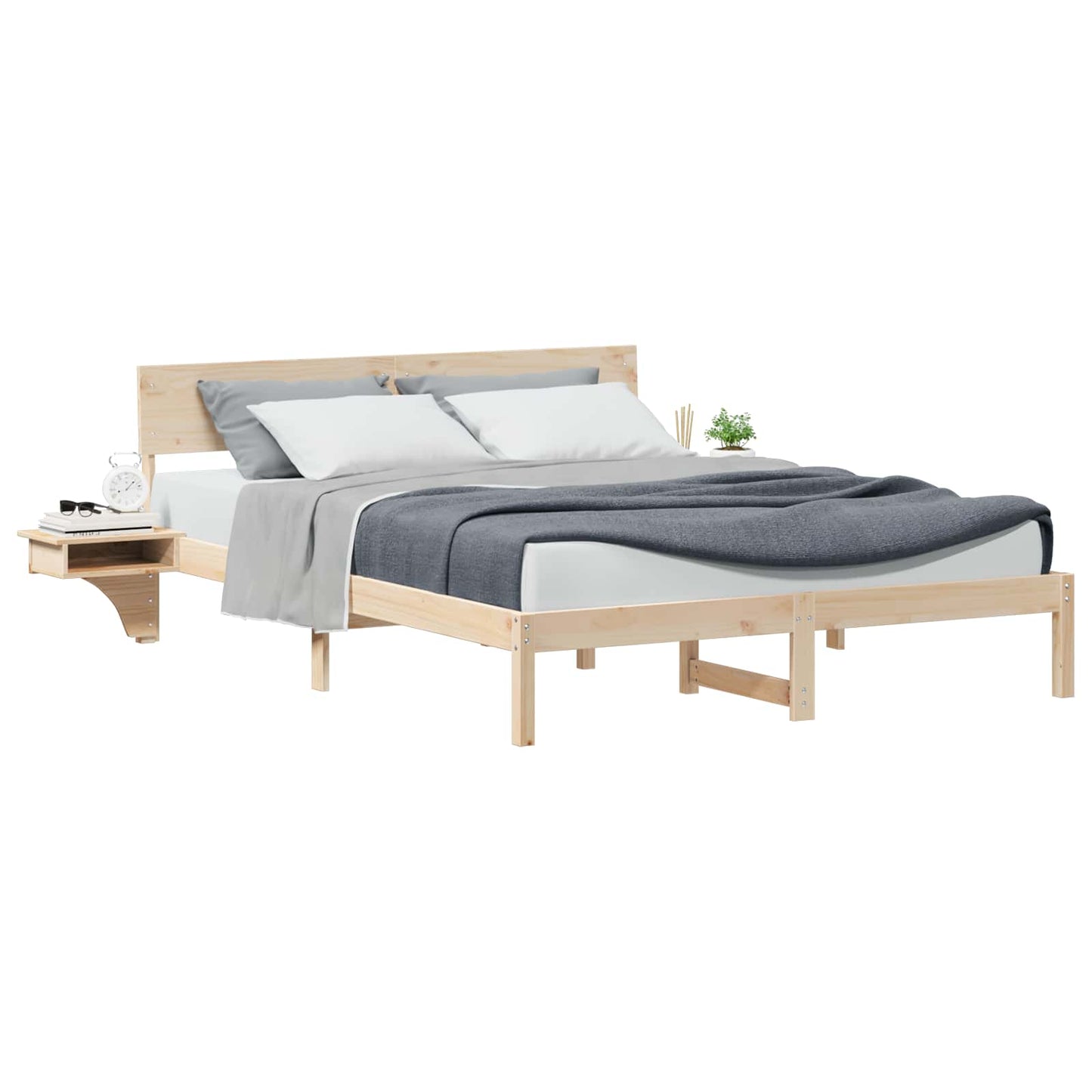 Bed Frame with Headboard Brown 160 x 200 cm Solid Pine Wood