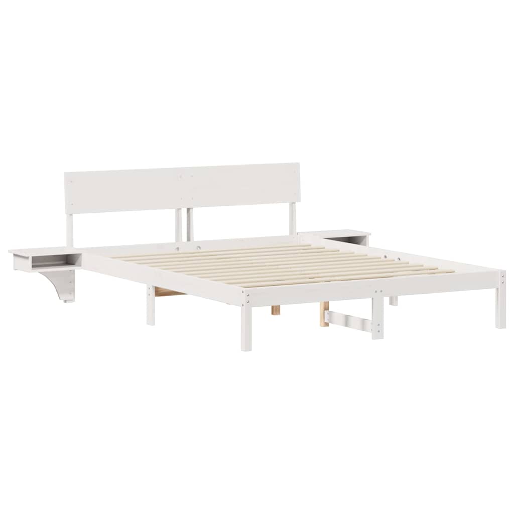 Bed Frame with Headboard White 160 x 200 cm Solid Pine Wood