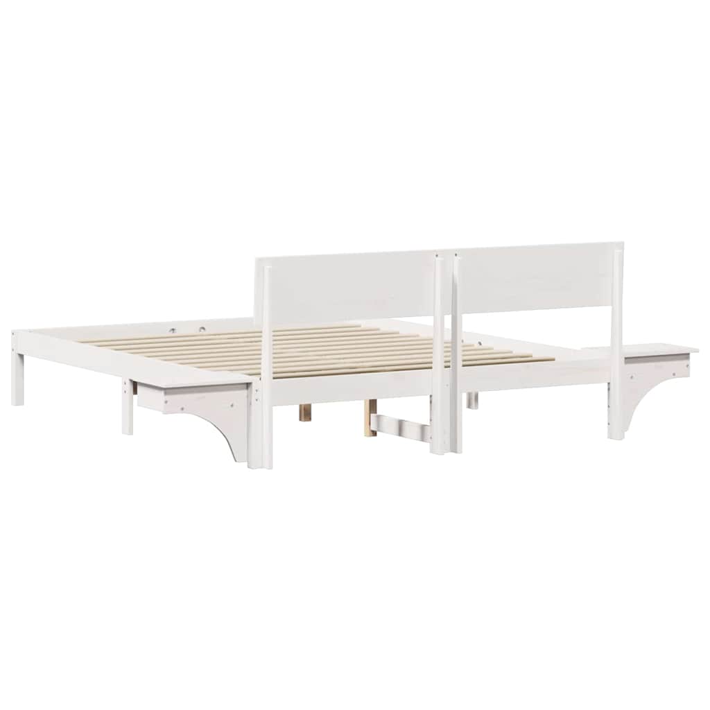 Bed Frame with Headboard White 160 x 200 cm Solid Pine Wood