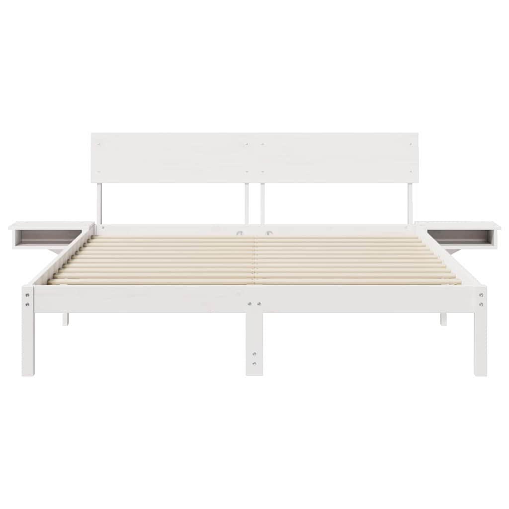 Bed Frame with Headboard White 160 x 200 cm Solid Pine Wood