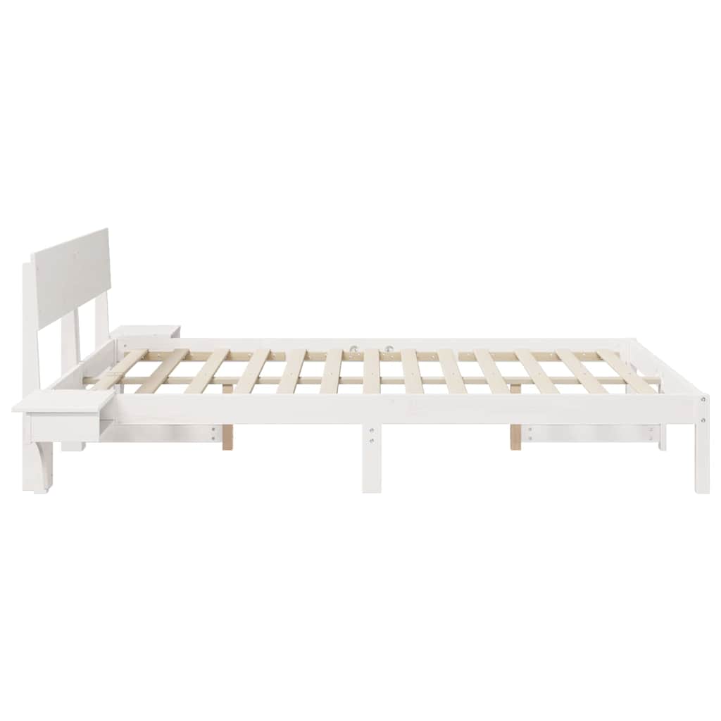 Bed Frame with Headboard White 160 x 200 cm Solid Pine Wood