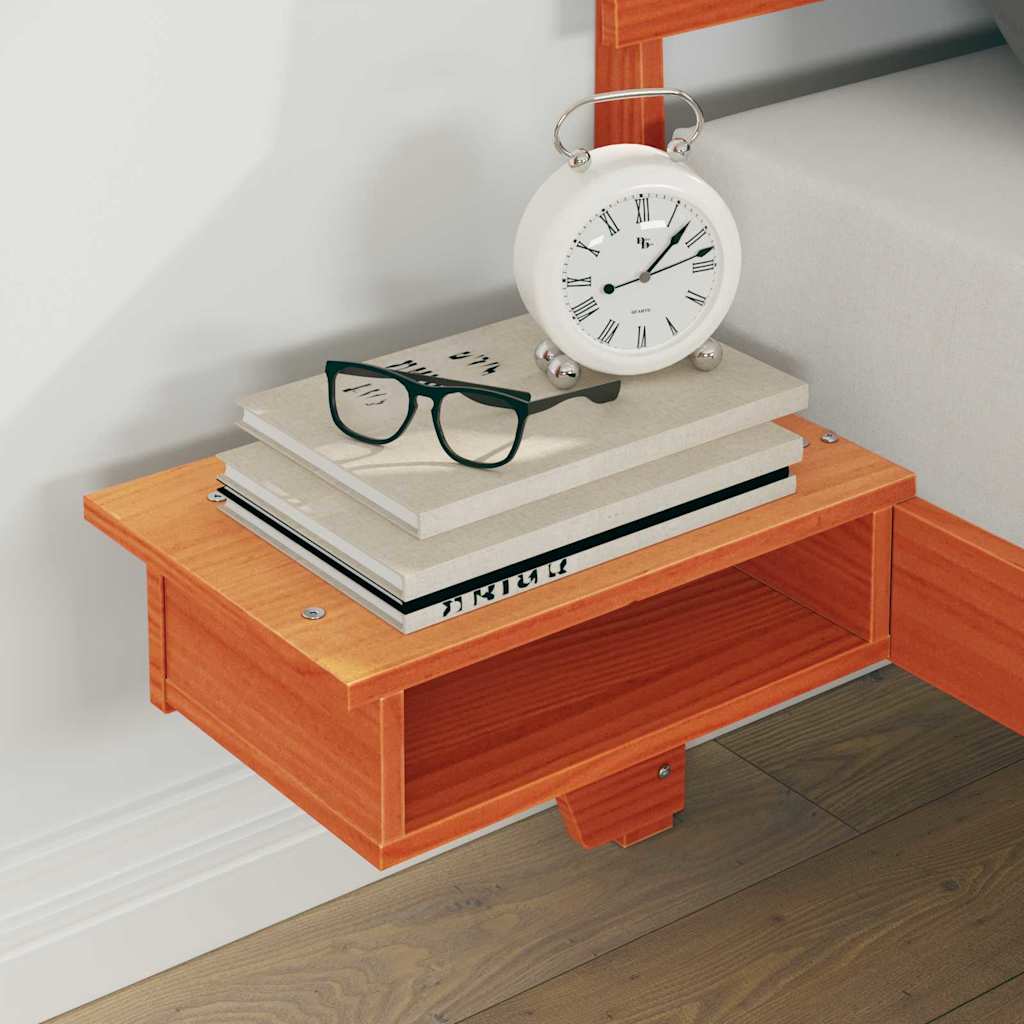 Bed Frame with Headboard Wax Brown 160 x 200 cm Solid Pine Wood