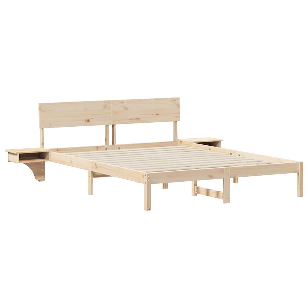 Bed Frame with Headboard Brown 150 x 200 cm Solid Pine Wood