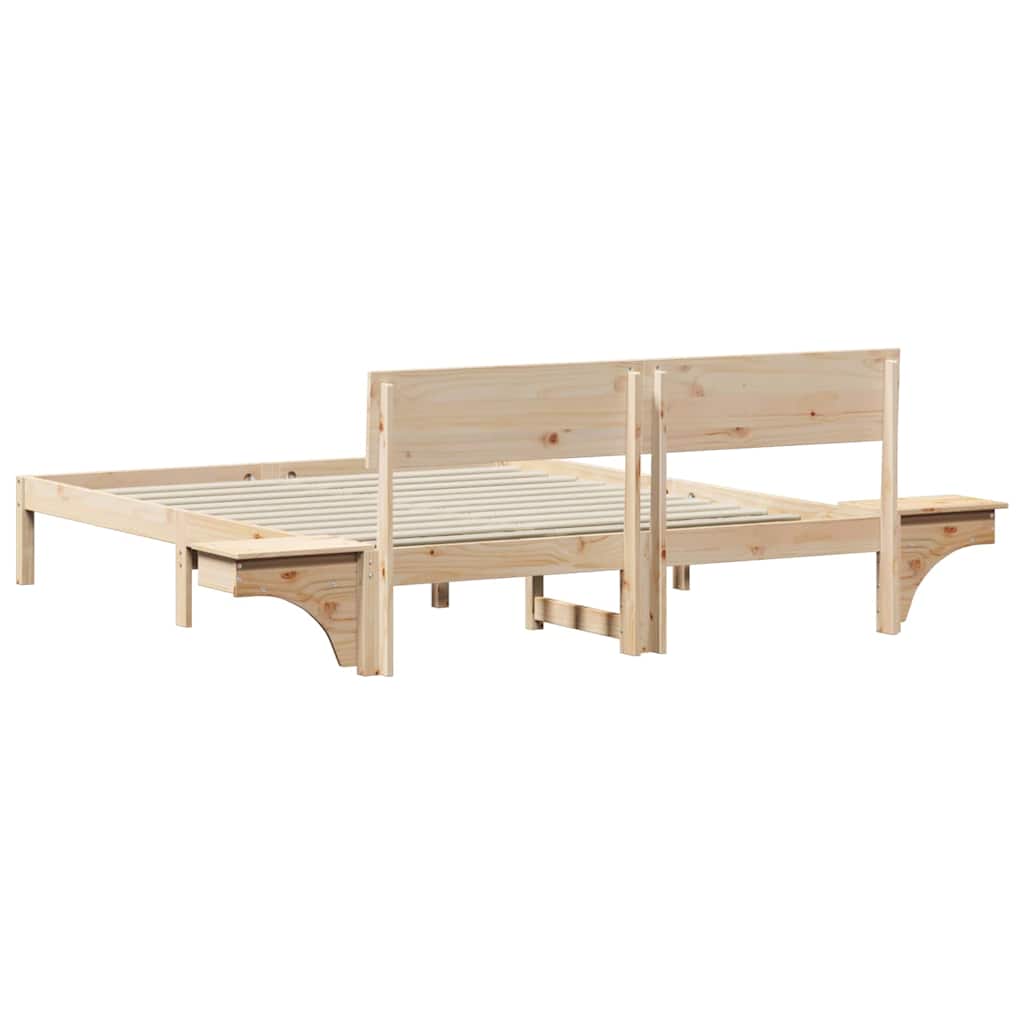 Bed Frame with Headboard Brown 150 x 200 cm Solid Pine Wood