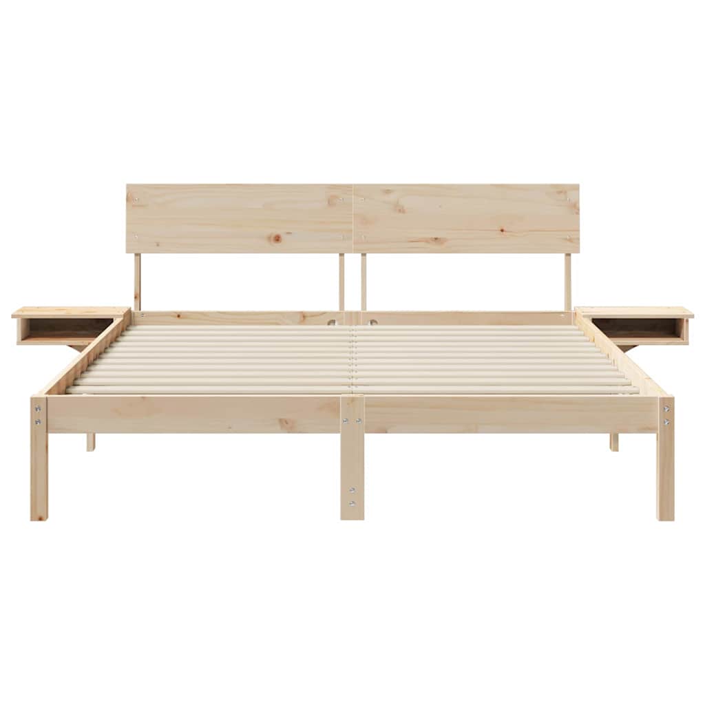 Bed Frame with Headboard Brown 150 x 200 cm Solid Pine Wood