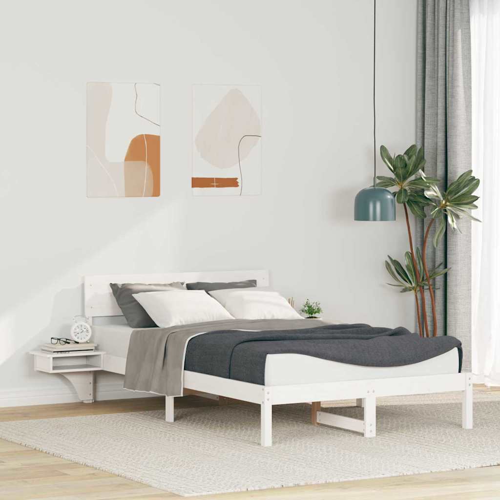 Bed Frame with Headboard White 140 x 200 cm Solid Pine Wood