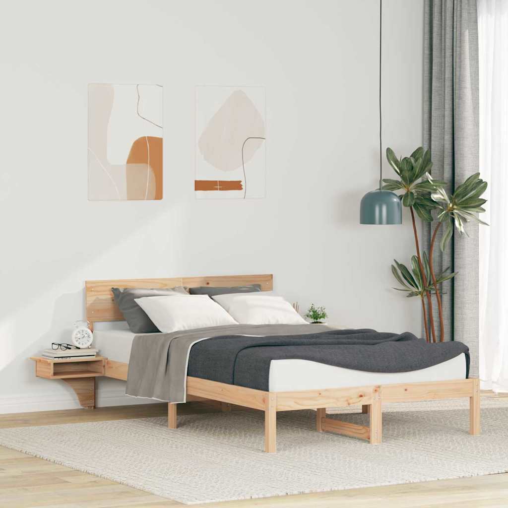 Bed Frame with Headboard Brown 120 x 200 cm Solid Pine Wood