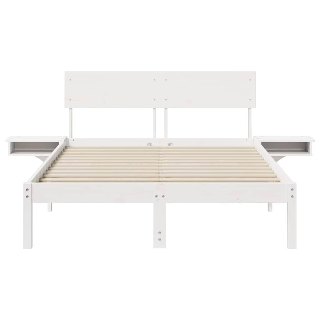 Bed Frame with Headboard White 120 x 200 cm Solid Pine Wood