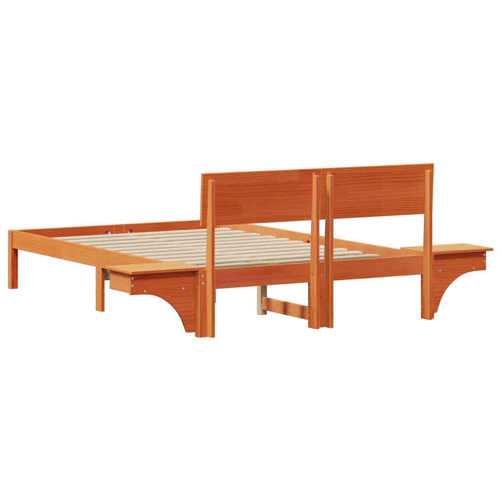 Bed Frame with Headboard Wax Brown 120 x 200 cm Solid Pine Wood