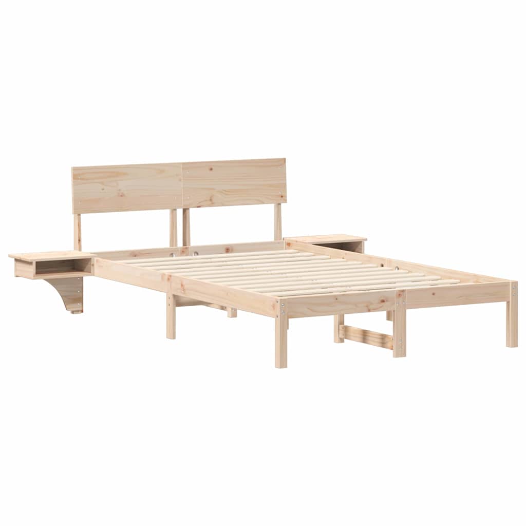 Bed Frame with Headboard Brown 140 x 190 cm Solid Pine Wood