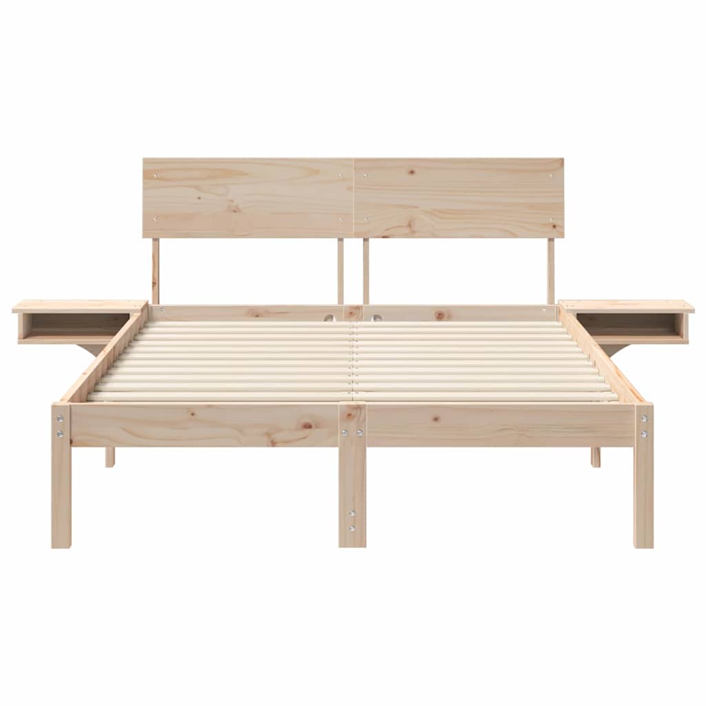 Bed Frame with Headboard Brown 140 x 190 cm Solid Pine Wood
