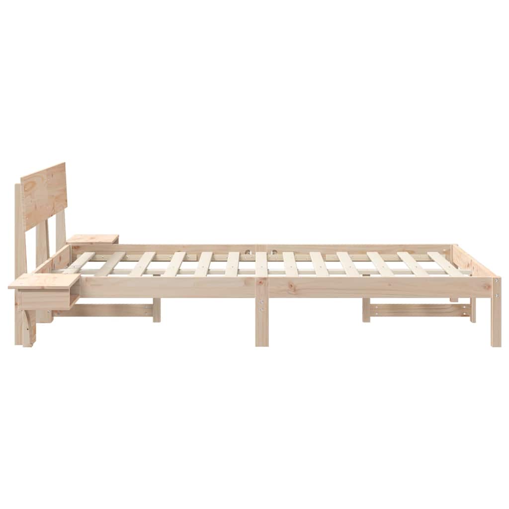 Bed Frame with Headboard Brown 140 x 190 cm Solid Pine Wood