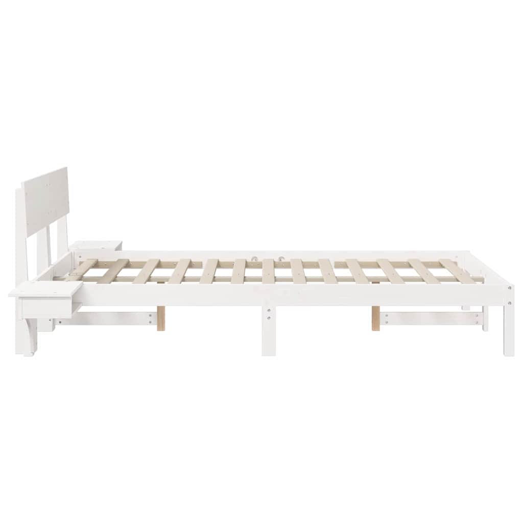 Bed Frame with Headboard White 135 x 190 cm Solid Pine Wood