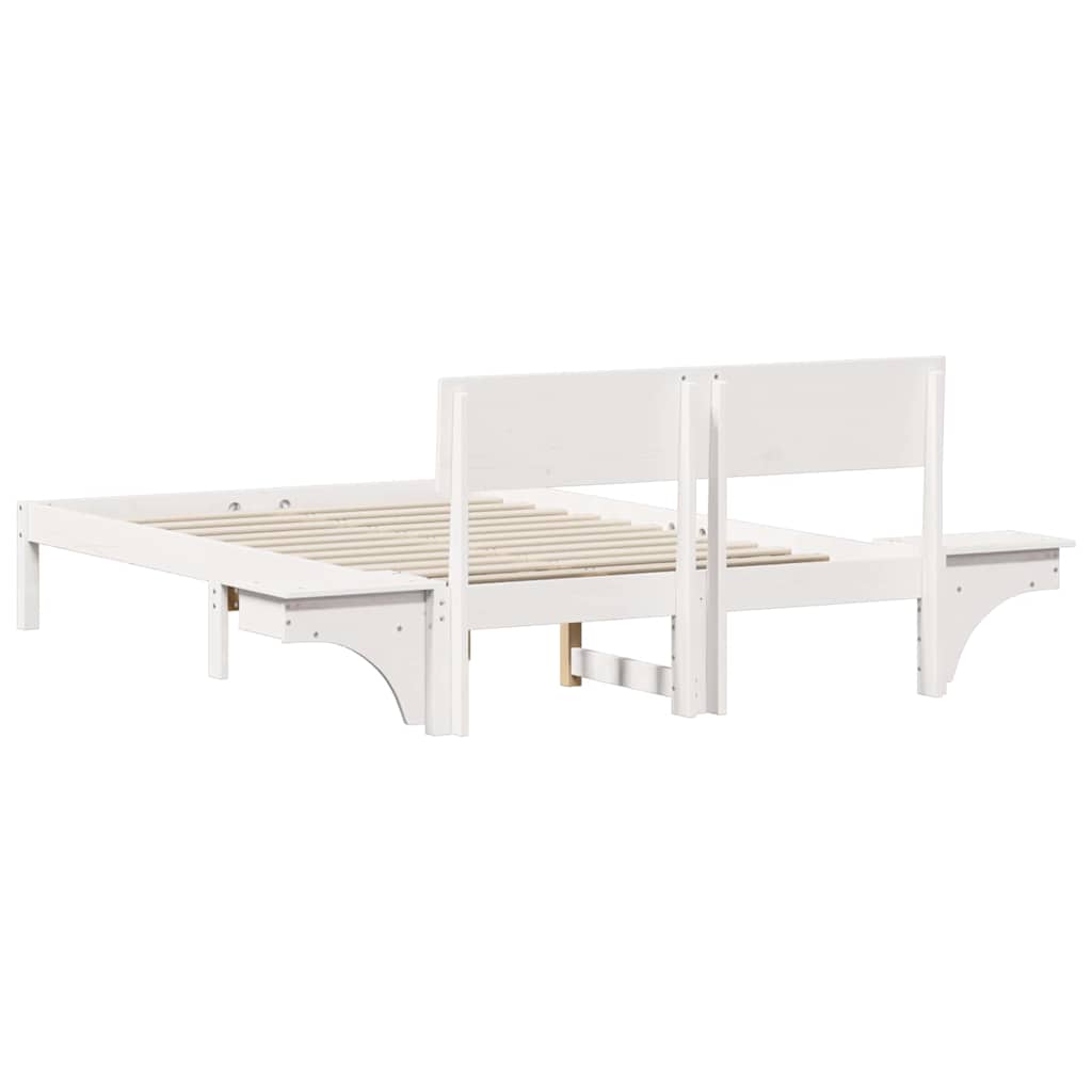 Bed Frame with Headboard White 120 x 190 cm Solid Pine Wood