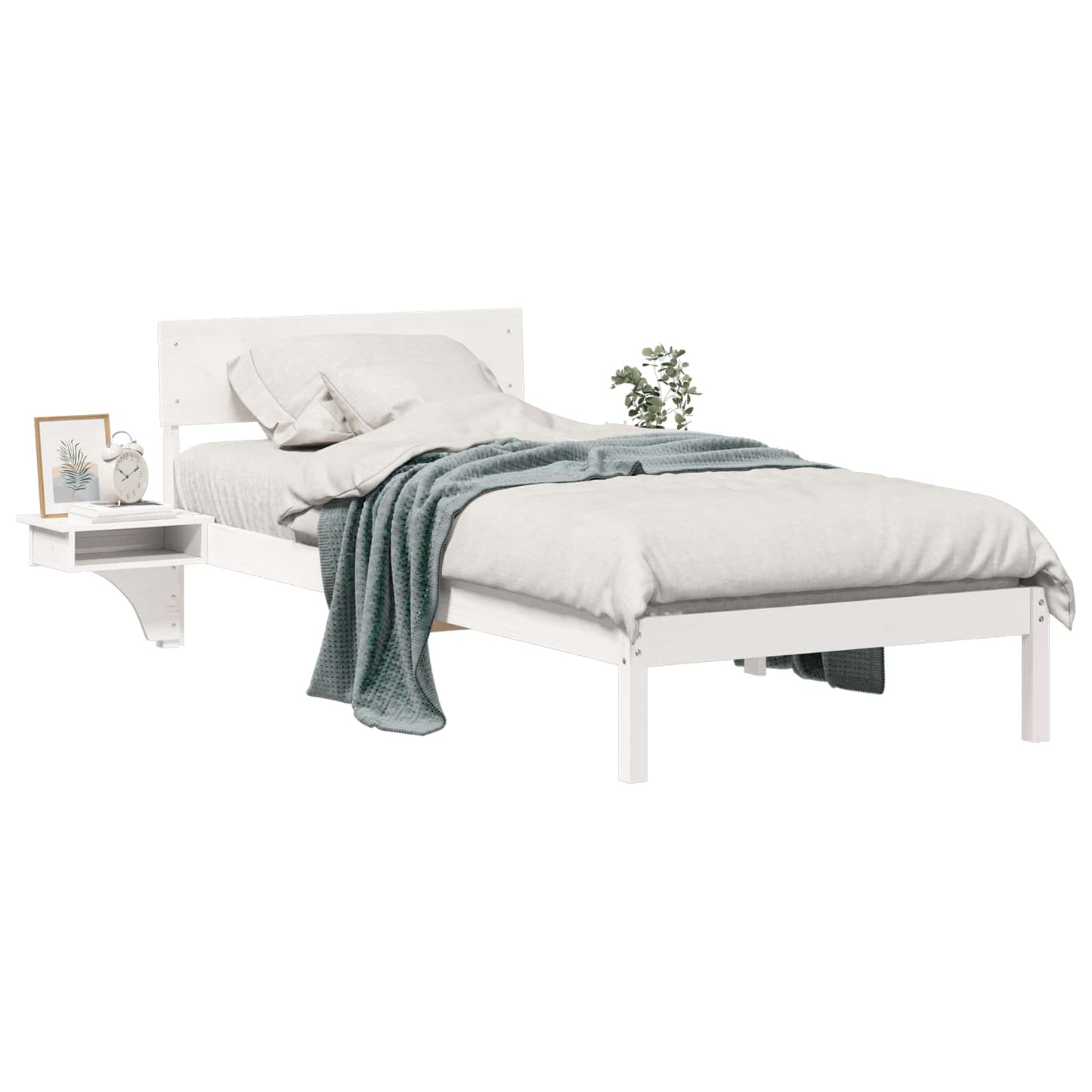 Bed Frame with Headboard White 100 x 200 cm Solid Pine Wood
