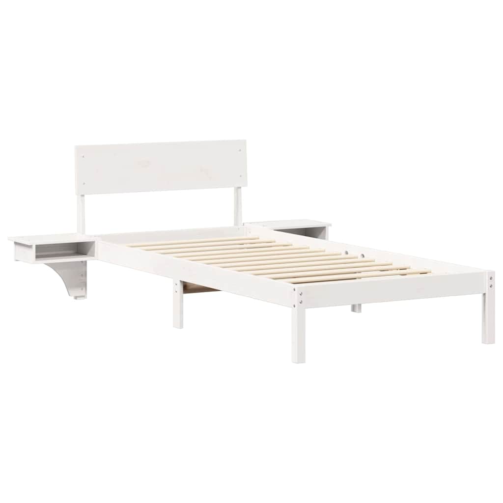 Bed Frame with Headboard White 100 x 200 cm Solid Pine Wood