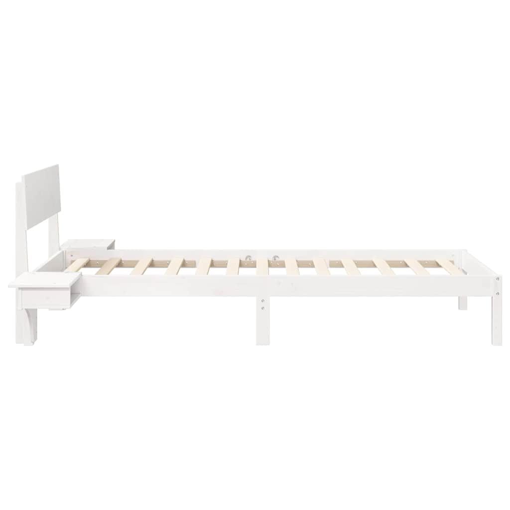 Bed Frame with Headboard White 100 x 200 cm Solid Pine Wood