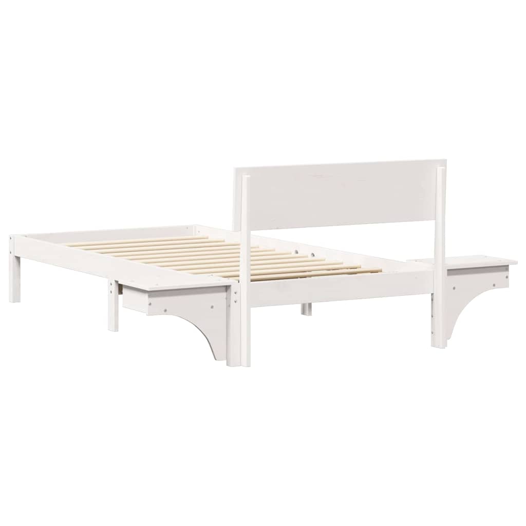 Bed Frame with Headboard White 90 x 200 cm Solid Pine Wood