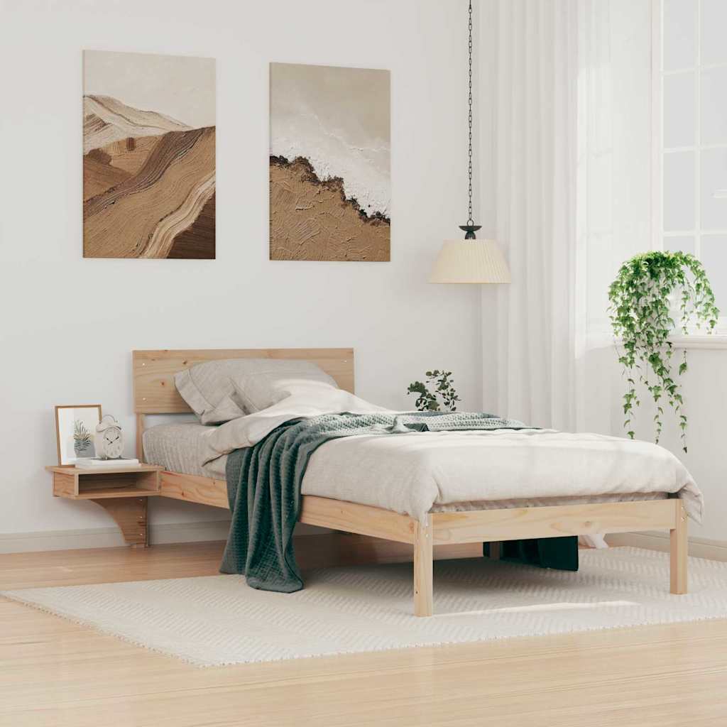 Bed Frame with Headboard Brown 80 x 200 cm Solid Pine Wood