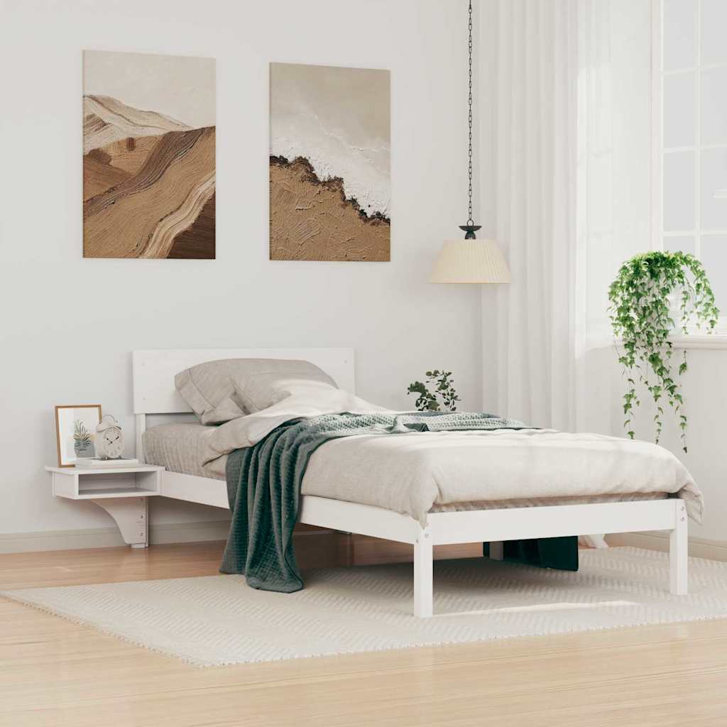 Bed Frame with Headboard White 80 x 200 cm Solid Pine Wood