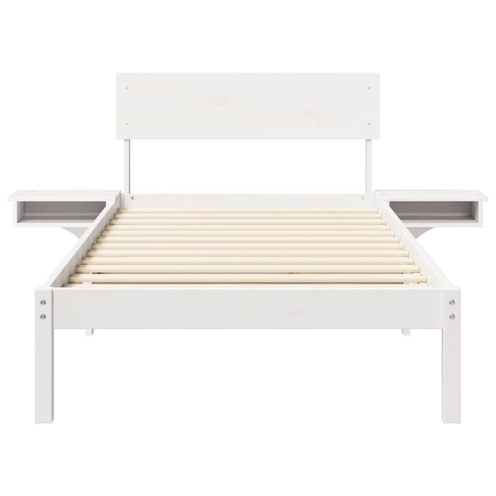 Bed Frame with Headboard White 90 x 190 cm Solid Pine Wood