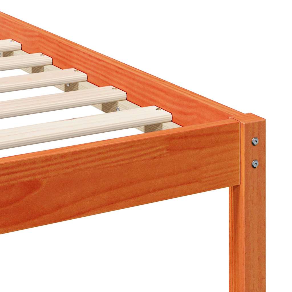 Bed Frame with Headboard Wax Brown 90 x 190 cm Solid Pine Wood