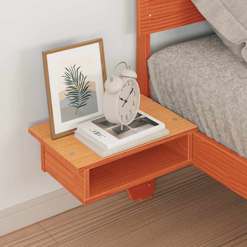 Bed Frame with Headboard Wax Brown 90 x 190 cm Solid Pine Wood