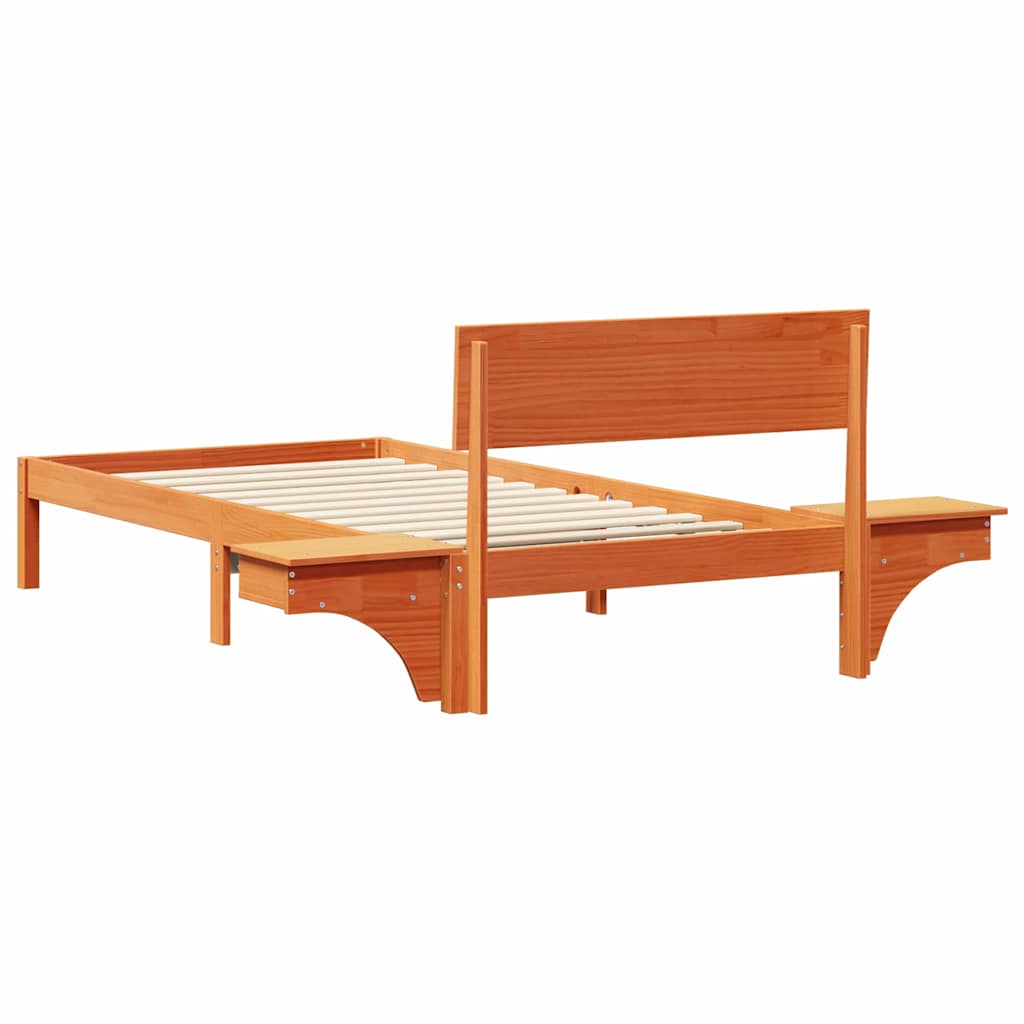 Bed Frame with Headboard Wax Brown 90 x 190 cm Solid Pine Wood